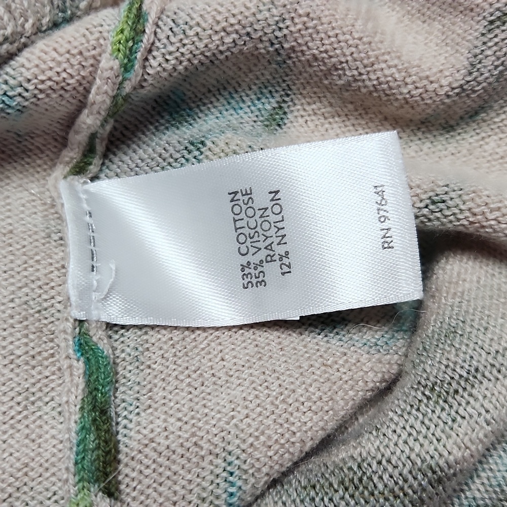 J.Jill Palm-Leaf Printed Sweater in Pink Salt Royal Palms Size Large Tall - Picture 8 of 11
